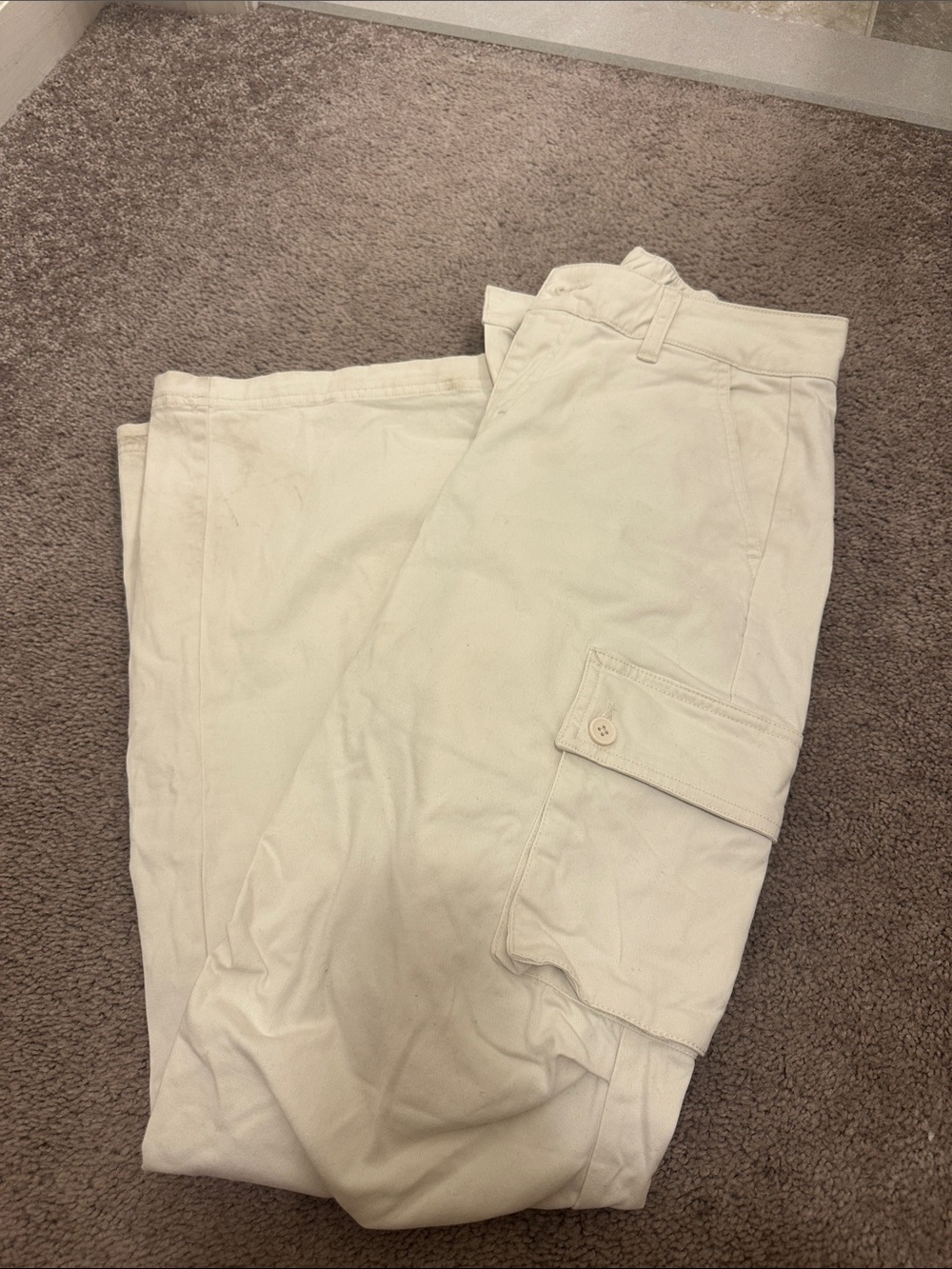Women’s  Cream Cargo Pants - Classic Utility Style